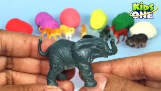 Learn Animals Names with Play Doh  Surprise Toys Collection for Children  KidsOne [upl. by Nwahsd]