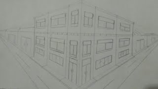 Cómo dibujar un edificio en perspectiva de dos puntos de fuga Building in perspective of two points [upl. by Laval]