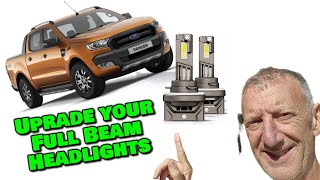 Ford Ranger High Beam LED Upgrade Headlight Bulb Installation [upl. by Aihseuqal]