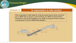 Serie Statique  fluide incompressible Le manomètre à tube incliné NB 4 [upl. by Hbaruas]