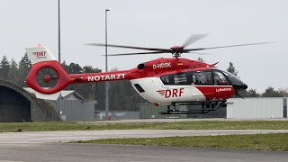 DRF Luftrettung  Start Airbus H145 Retrofit  DHDSK  Flughafen Karlsruhe  Baden Baden [upl. by Ovida]