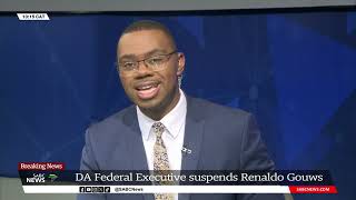 BREAKING NEWS  DA Federal Executive suspends Renaldo Gouws [upl. by Ajiram]