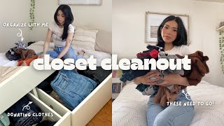 CLOSET CLEANOUT✨🧺 decluttering and donating clothes [upl. by Elconin]