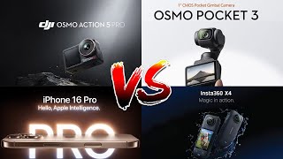 Walking Camera Comparison DJI Osmo Action 5  DJI Pocket 3  Insta360 x4  Iphone 16 day amp lowlight [upl. by Dita]