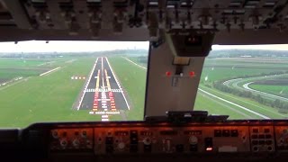 Cockpit view  Boeing 747400F Landing Amsterdam Schiphol [upl. by Hollah]