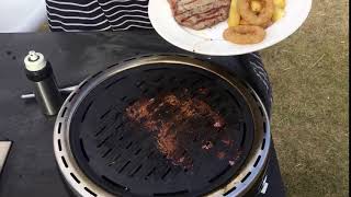 Ribeye steak on the cookshop Portable Charcoal BBQ Grill [upl. by Einaej36]