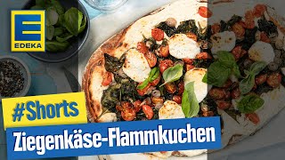 ZiegenkäseFlammkuchen  Flammkuchen mit Ziegenkäse Spinat und Cherrytomaten Shorts [upl. by Ybrad]