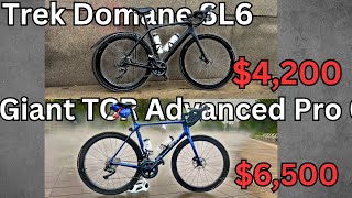 Trek Domane SL6 Vs Giant TCR Advanced Pro 0 4000 vs 6000 Bike [upl. by Cilegna]