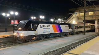 High Speed Amtrak amp NJ Transit Northeast Corridor Nighttime Trains  Secaucus Junction 111623 [upl. by Saerdna]