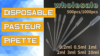 Disposable Pasteur Pipette Dropper Graduated 02ml05ml1ml2ml3ml5ml10ml Eye Transfer Laborator [upl. by Enowtna]