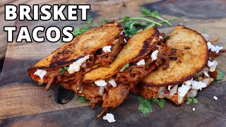 Brisket Quesabirria Tacos  The ULTIMATE brisket leftovers [upl. by Nytsirhc]