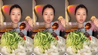 ASMR MUKBANG eating show fried noodles roasted belly pork vegetable yummy [upl. by Rojam]