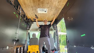 Van Build Ceiling Install vanbuild vanlife campervan vanconversion javawalkerworld [upl. by Delahk]