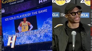 Russell Westbrook Reacts to Kings DJ playing “cold as ice” every time when Russ misses a shot [upl. by Ehc]