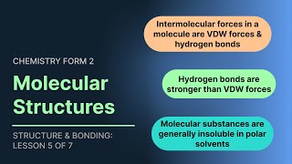 Molecular Structures  Structure amp Bonding Chemistry Form2 Topic 3 Chemical Families Lesson 5 0f 7 [upl. by Sualocin365]