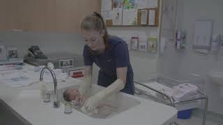 Westmead Hospital Woman and Newborns baby bathing demonstration [upl. by Eesdnil]