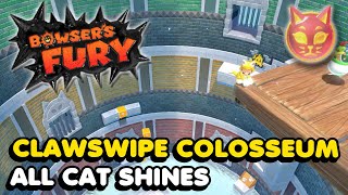 Bowsers Fury  Clawswipe Colosseum  All Cat Shine Locations Walkthrough [upl. by Ayotan]