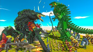 Biollante x Team Kaiju Monster vs Mechagodzilla x Team Super Hero  Animal Revolt Battle Simulator [upl. by Aylsworth]