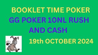 Micro Stakes Poker  10NL Rush and Cash 19th October 2024 [upl. by Dirfliw356]