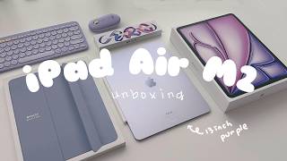 2024 new iPad Air 13inch M2 aesthetic unboxing  accessories Apple Pencil PRO Folio Case [upl. by Yelahc]