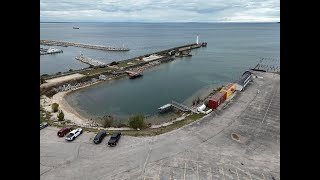 Aerial View of St Ignace MI Waterfront and Downtown 4k [upl. by So143]