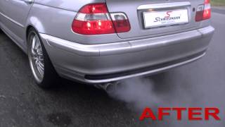 BMW E46 328I Eisenmann sports exhaust Eisenmann soundrohr Schmiedmann header and sports cat [upl. by Name539]