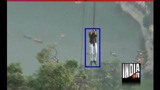 Chilling footage of 21 tourists rescued from stuck ropeway trolley in Nainital [upl. by Akitan]