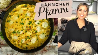 Ruck Zuck Hänchenpfanne  Mittagessen Hähnchen mit Reis  cremige Schlemmerpfanne [upl. by Valdemar]