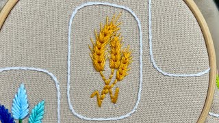 Wheatear Embroidery Spikelet Embroidery How to embroider a wheatear Handkerchief Designs Ideas [upl. by Lias]