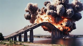 THE CRIMEA BRIDGE IS LOST FOREVER 800 Ukrainian Hypersonic Missiles Hit Crimeas Most Famous Bridge [upl. by Rebekkah]