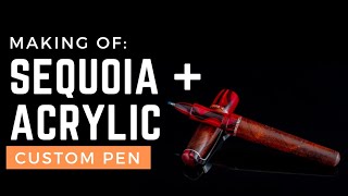 Handmade Hybrid Pen  Redwood Burl Kirinite Opal Inlay A process overview [upl. by Hernardo283]