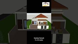 Desain Rumah 9x23 meter desainrumahminimalis shorts [upl. by Atinra262]