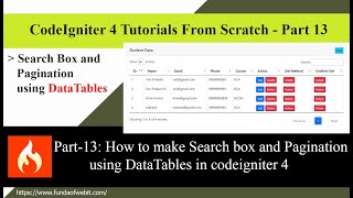 CodeIgniter4  Part13 How to make Search box and Pagination using DataTables in codeigniter 4 [upl. by Jegar]