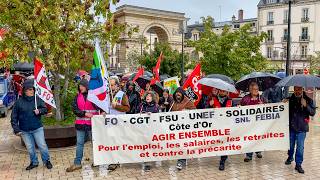 Mobilisation des syndicats contre le nouveau gouvernement Barnier à Dijon le 1er octobre [upl. by Amend615]