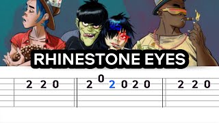 Gorillaz  Rhinestone Eyes Easy Guitar Tabs Tutorial [upl. by Niltak]