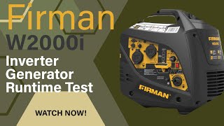 Firman W2000i Inverter Generator Runtime Test  Generator Runtime Testing Series [upl. by Aihsined]