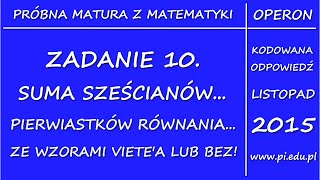 Zadanie 10 Matura z OPERONEM PR Listopad 2015 Funkcja kwadratowa [upl. by Marozas]