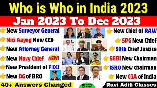 Appointments 2023 Current Affairs  Current Who is Who in India 2023  Latest New Appointments 2023 [upl. by Yrrag]