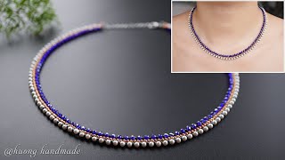 Simple and easy to make beaded necklace for beginners Beading tutorial [upl. by Worden887]