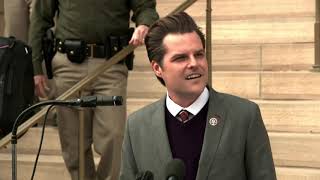 Rep Matt Gaetz SLAMS Rep Liz Cheney while campaigning for her opponent [upl. by Andonis858]