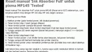 OFFICIAL Reset manual quotInk Absorber Fullquot Canon Pixma MP145 FULL [upl. by Dorinda]