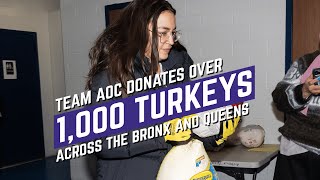 AOC Donates Over 1000 Turkeys to NY14  Alexandria OcasioCortez [upl. by Odraude]