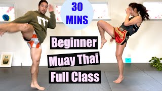 BEGINNER MUAY THAI  Full Class 30 Minutes  No Equipment [upl. by Lilithe]