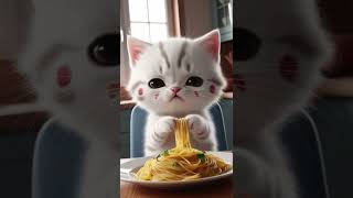 The Cute Cat Loves to eat a lot lot lot but 😱😅 ai dog cute funnyvideo aidog [upl. by Vastha]