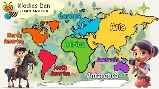 The Continents and Oceans of world  learn Continents Oceans and directions kids learning video [upl. by Syst]