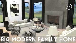 BIG FAMILY HOME with black amp white tones  Sims 4  CC SPEED BUILD [upl. by Nodanrb]