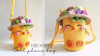 CROCHET CELL PHONE BAG  subtitle [upl. by Biancha]