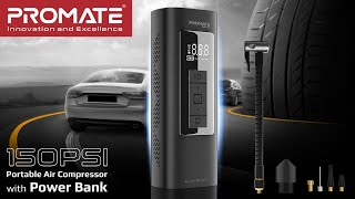 Ready to hit the road 🚗  150PSI Portable Air Compressor with PowerBank  PROMATE [upl. by Abert]