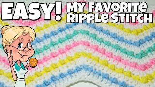 My FAVORITE Ripple Stitch  EASY  Stitch of the Week 40  Crochet Tutorial [upl. by Acirt]