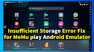 Insufficient Storage Error Fix for MeMu play Android Emulator [upl. by Icyac]